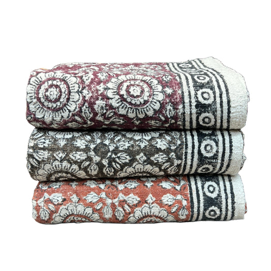 Flower Block Print Throw Blanket