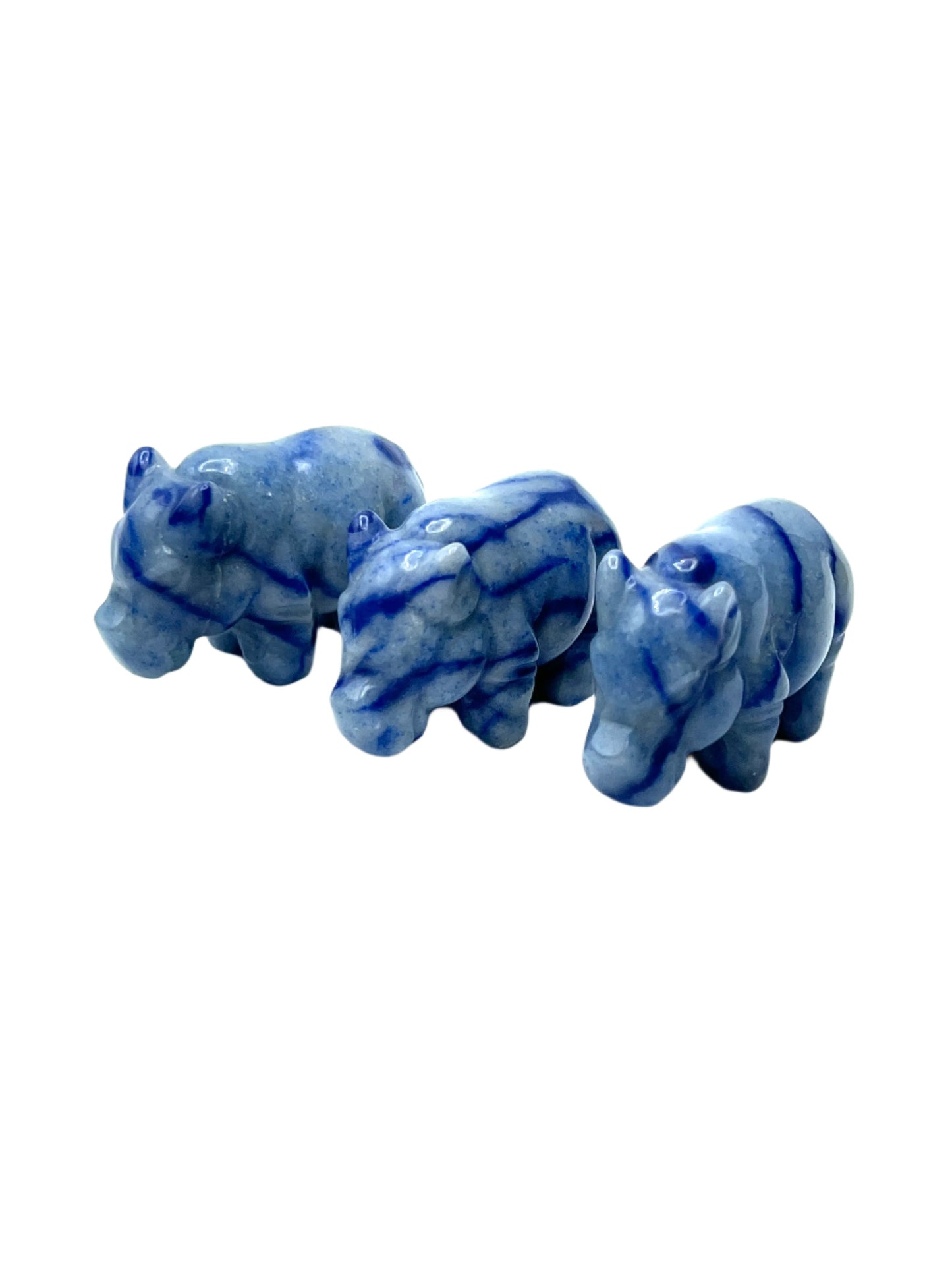 Hand Carved Gemstone Hippos