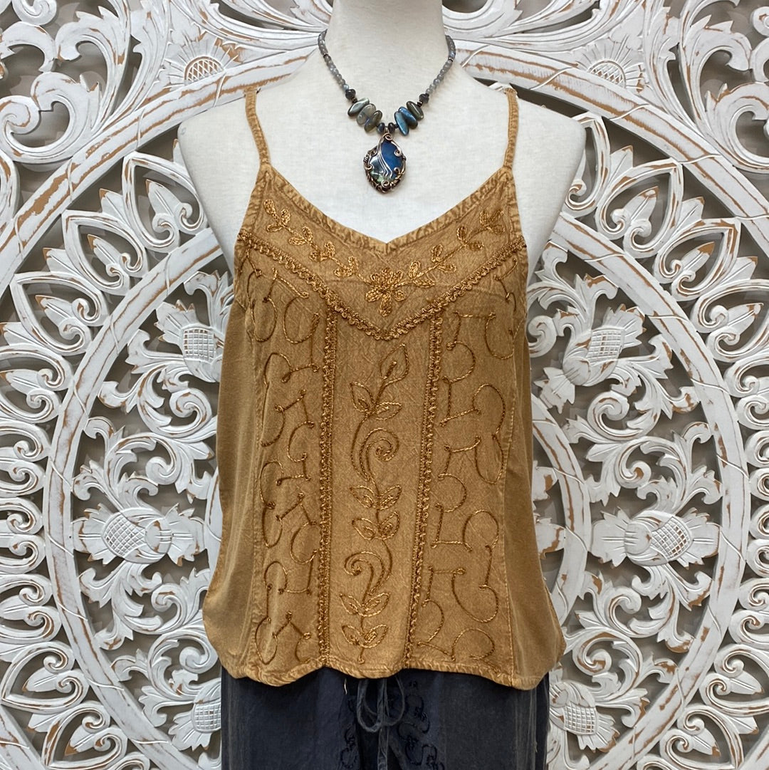 Embroidered Tank Crop Top