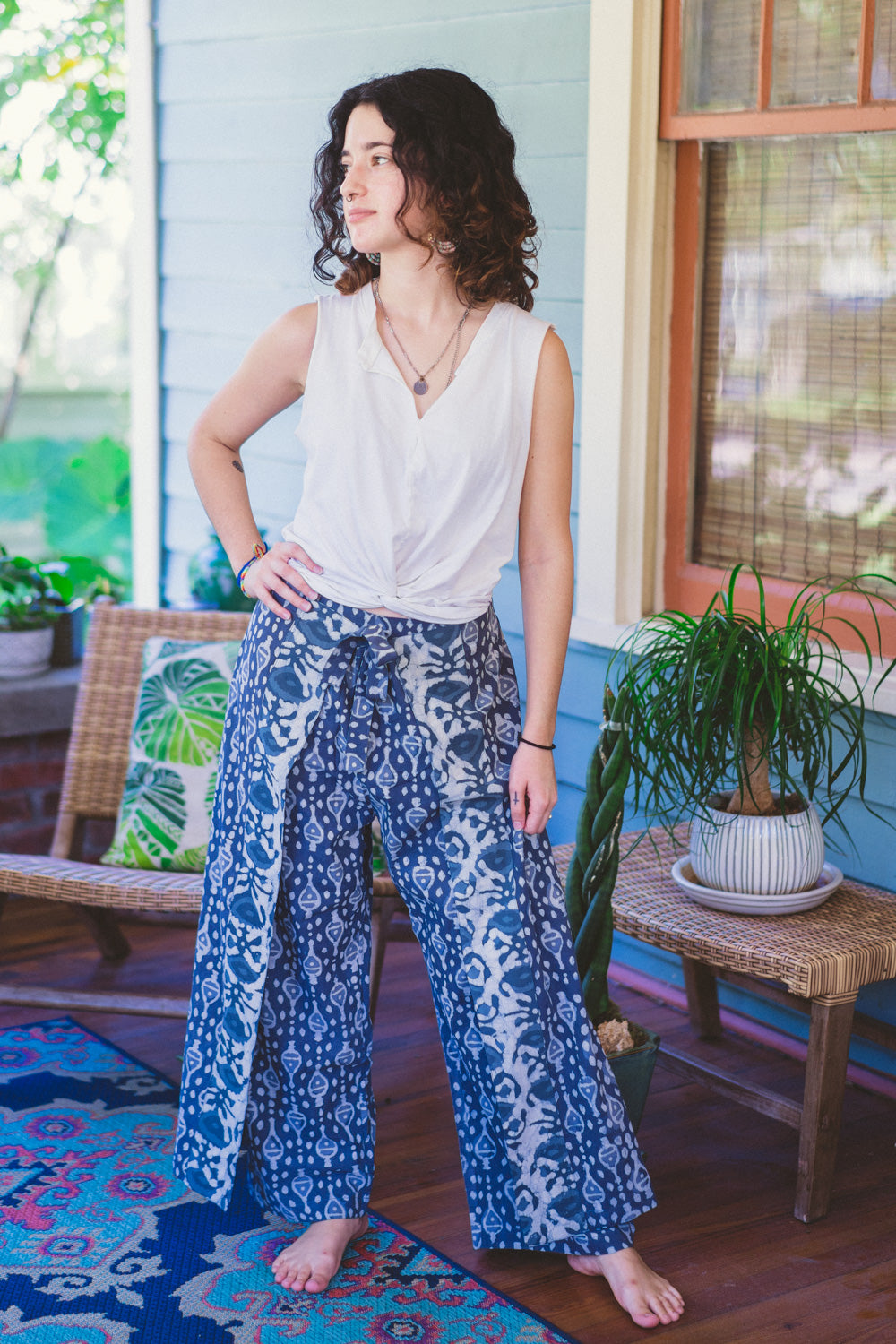 Block print Wrap Pants