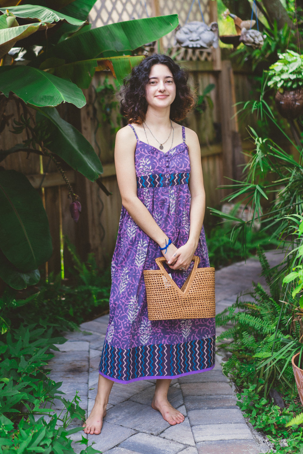 Block Print Spaghetti Strap Dress