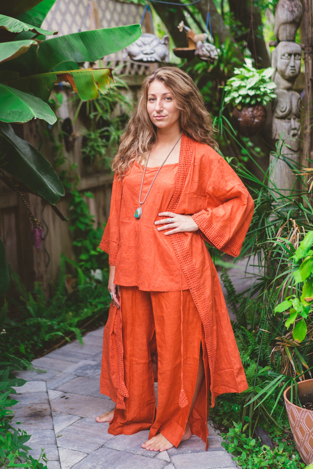 Linen Side Slit Pants