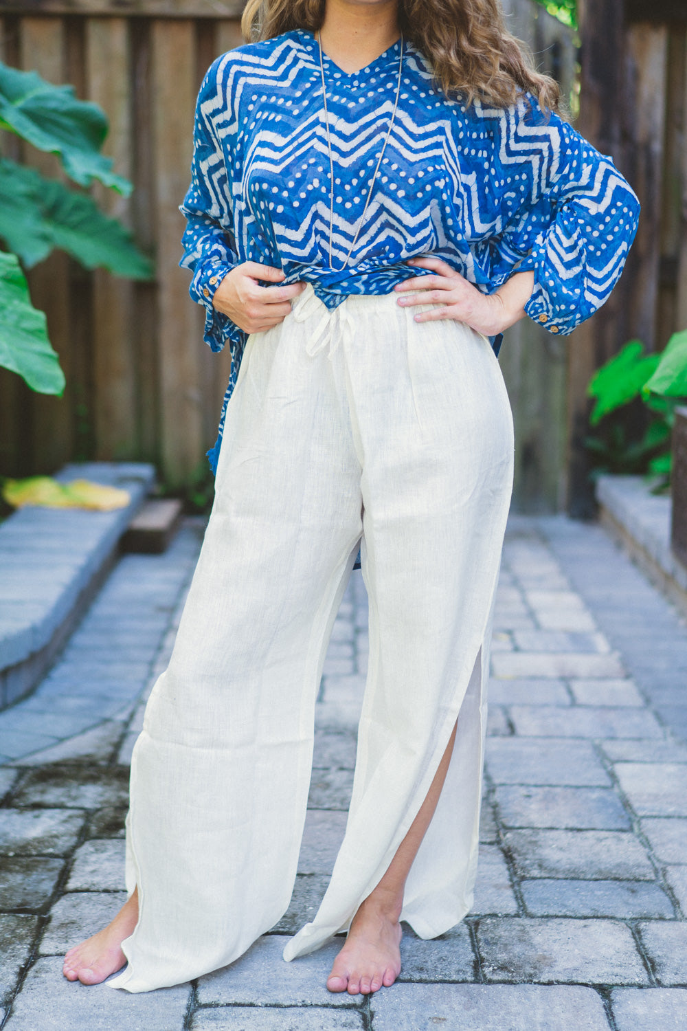 Linen Side Slit Pants
