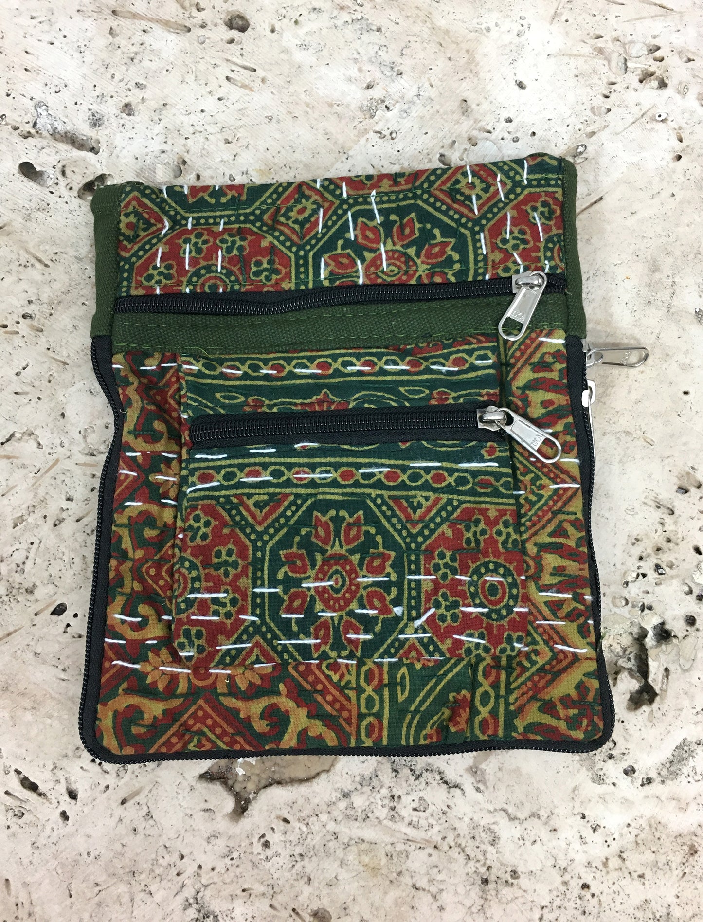 Hand Stitched Kantha Rajasthani Block print Multi Pocket Bags