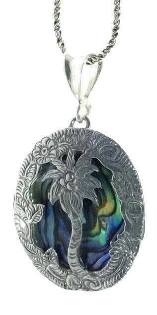 Sterling Abalone Shell Palm Tree Pendant