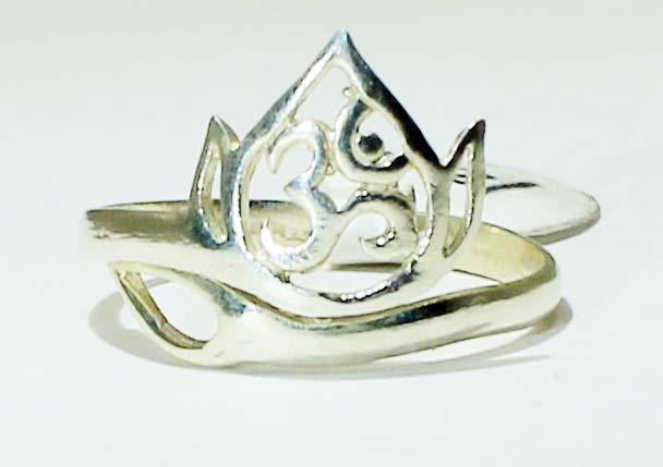 Sterling Silver Om Lotus Ring