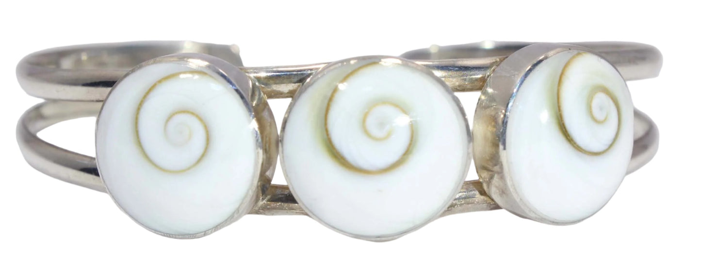 Sterling Silver Shivas Eye Shell Cuff Bracelet