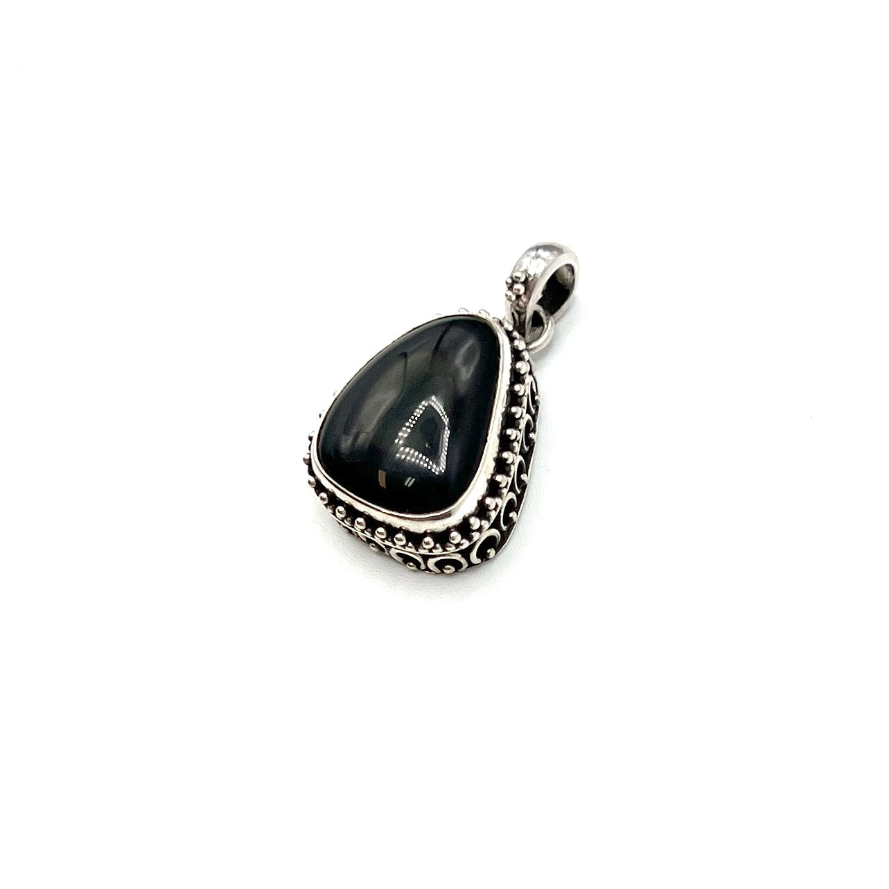 Sterling Silver Beaded Rainbow Obsidian Pendants