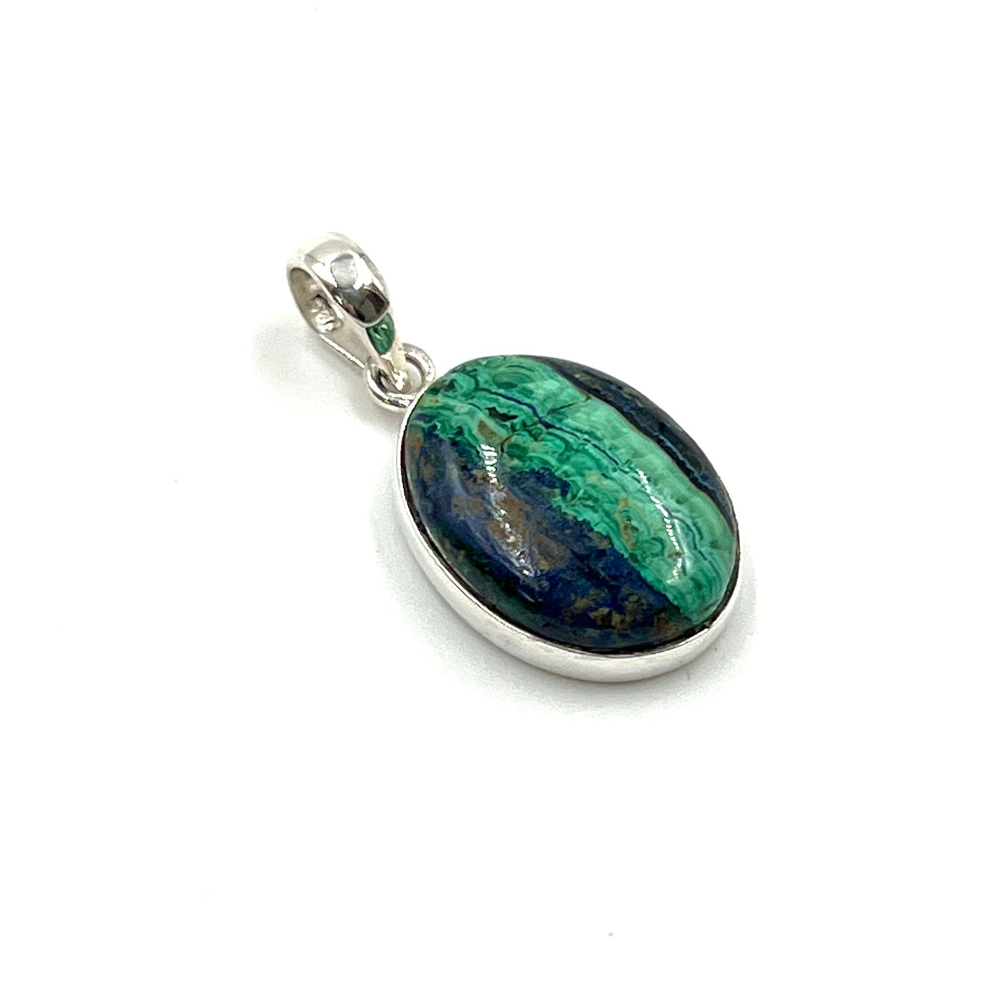 Sterling Silver Azurite Malachite Oval Pendants