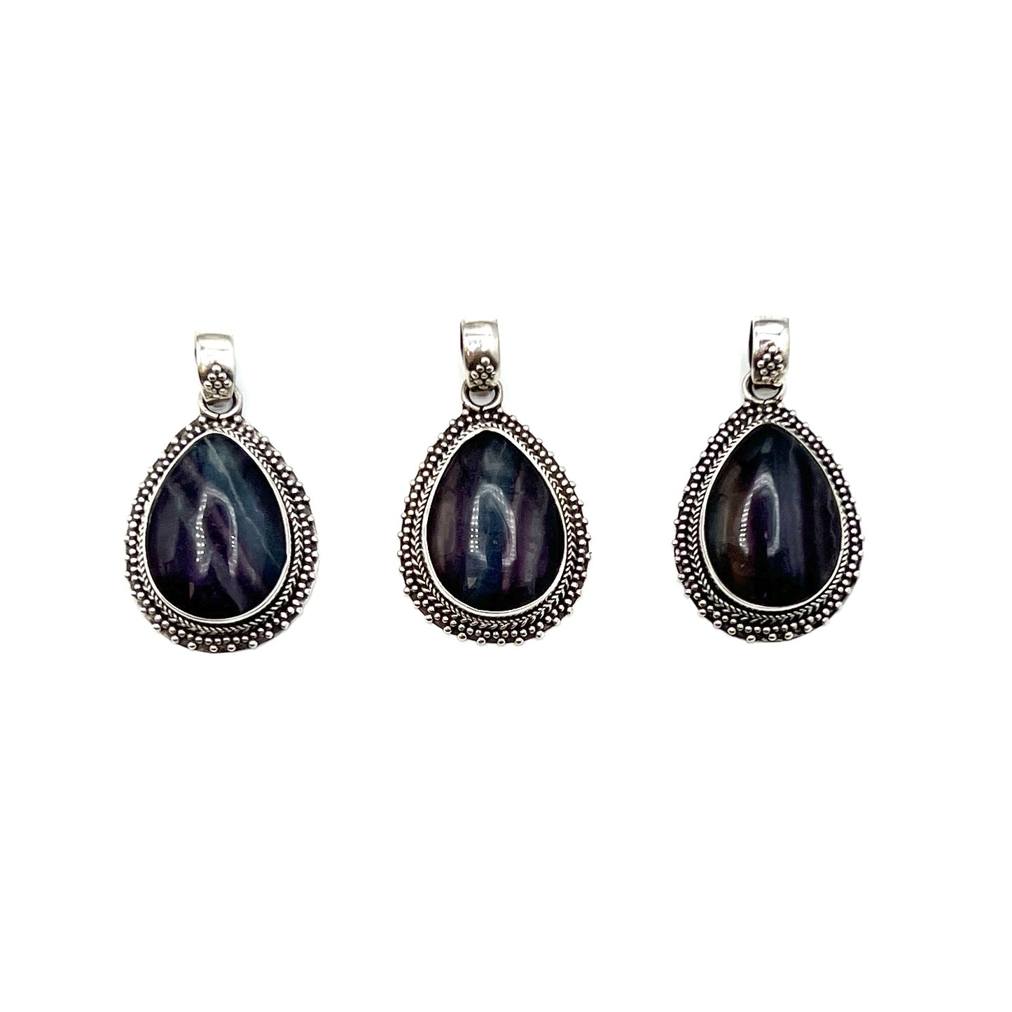 Sterling Silver Fluorite Teardrop Pendants