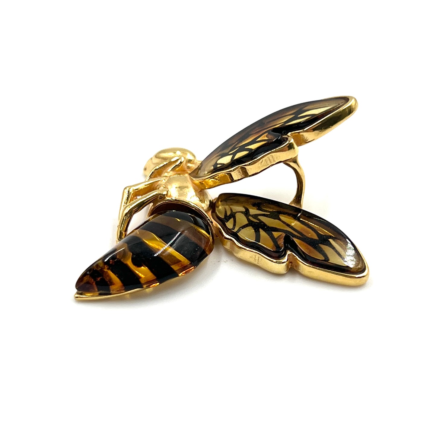 Gold Plated Silver Amber Queen Bee Pendants