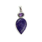 Sterling Silver Amethyst & Charoite Teardrop Pendants