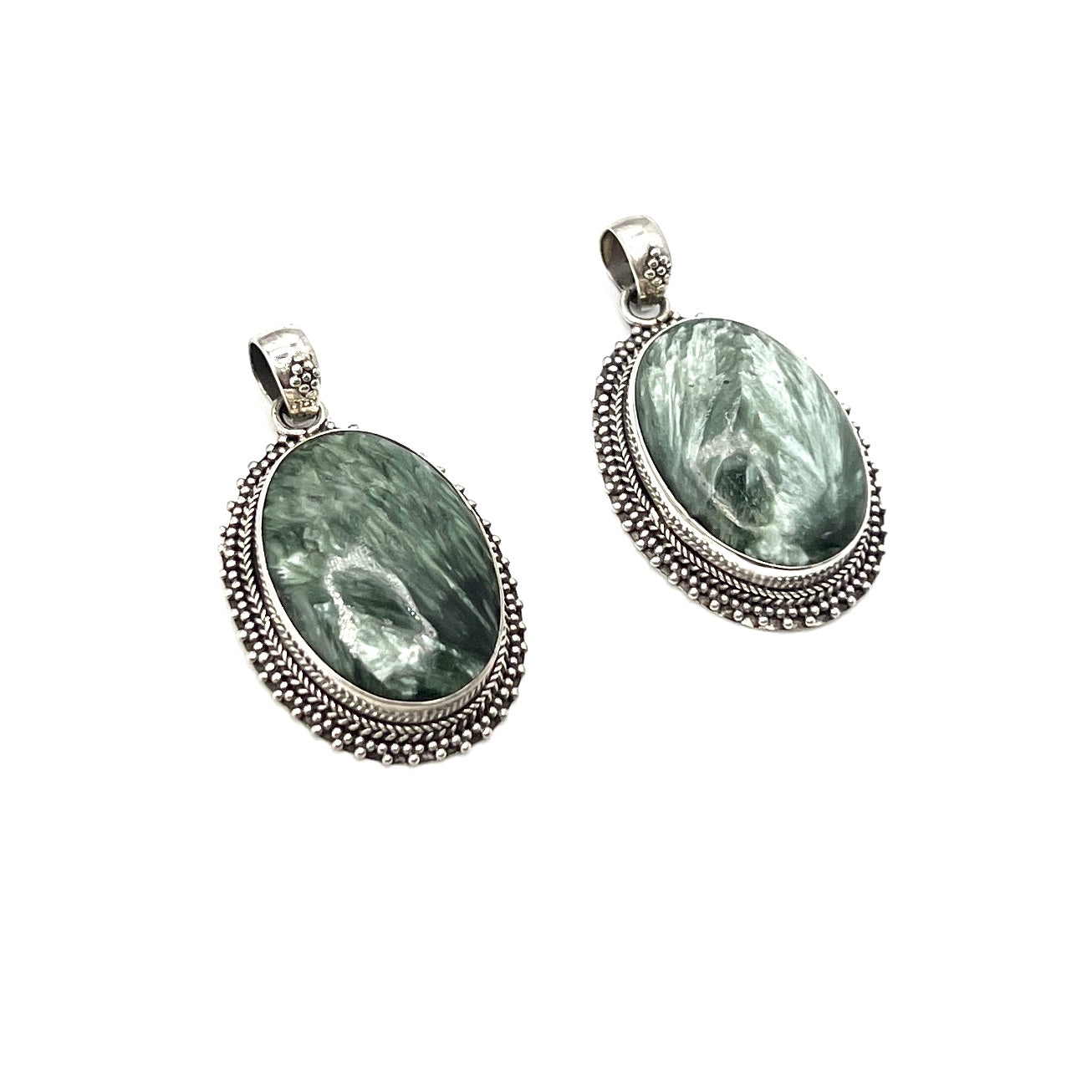 Sterling Silver Seraphinite Oval Pendants