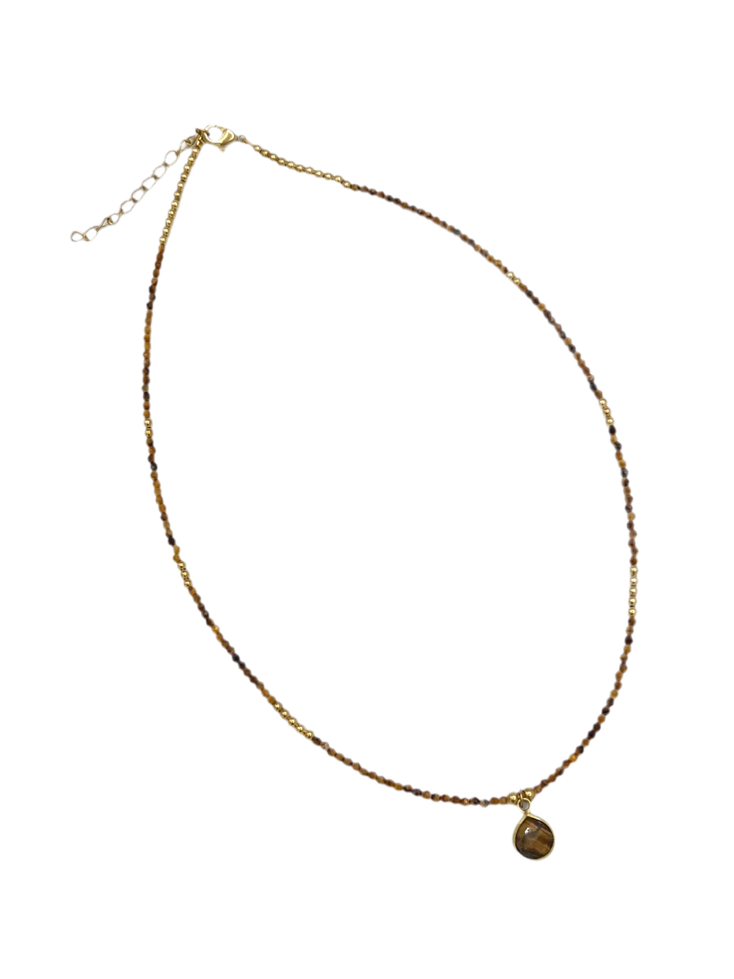 Small Teardrop Gemstone Brass Necklace