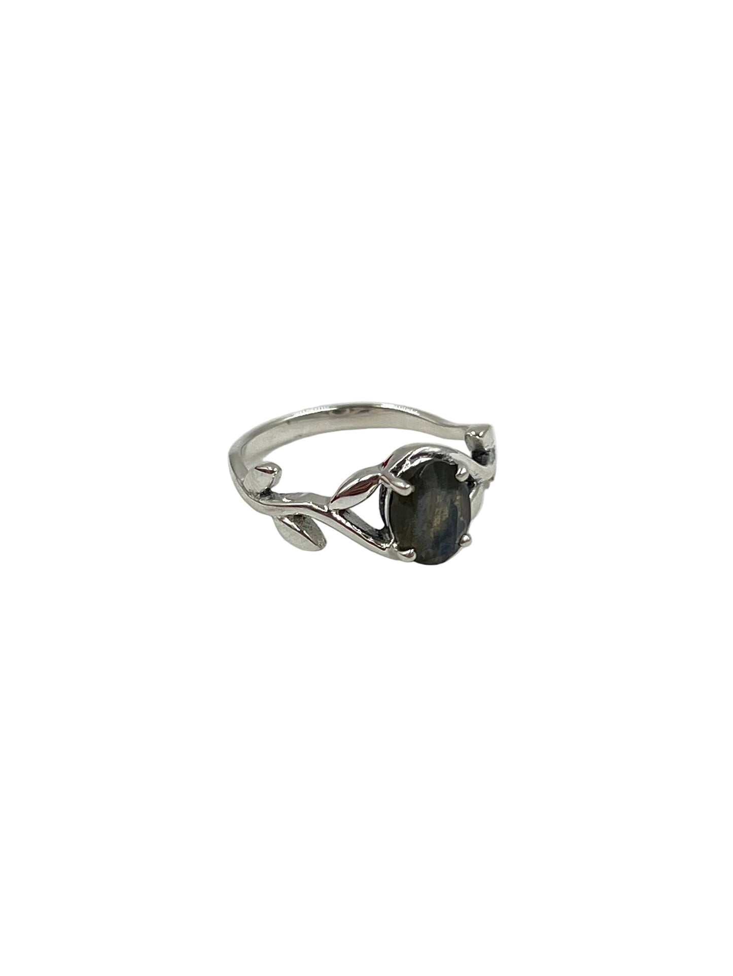 Faceted Oval Gemstone Vine Ring