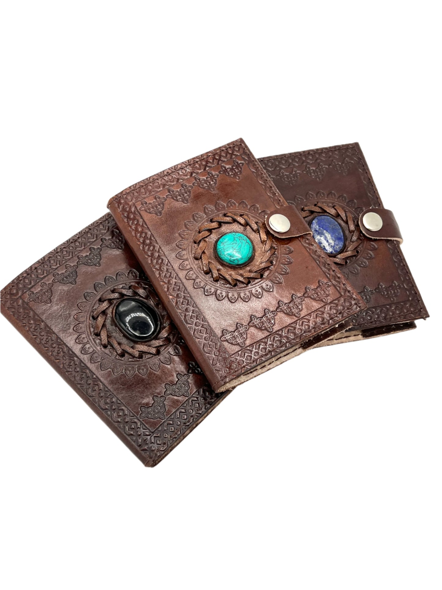 Camel Leather Gemstone Journal | Mandala | 5" x 3.5" x 1/2"