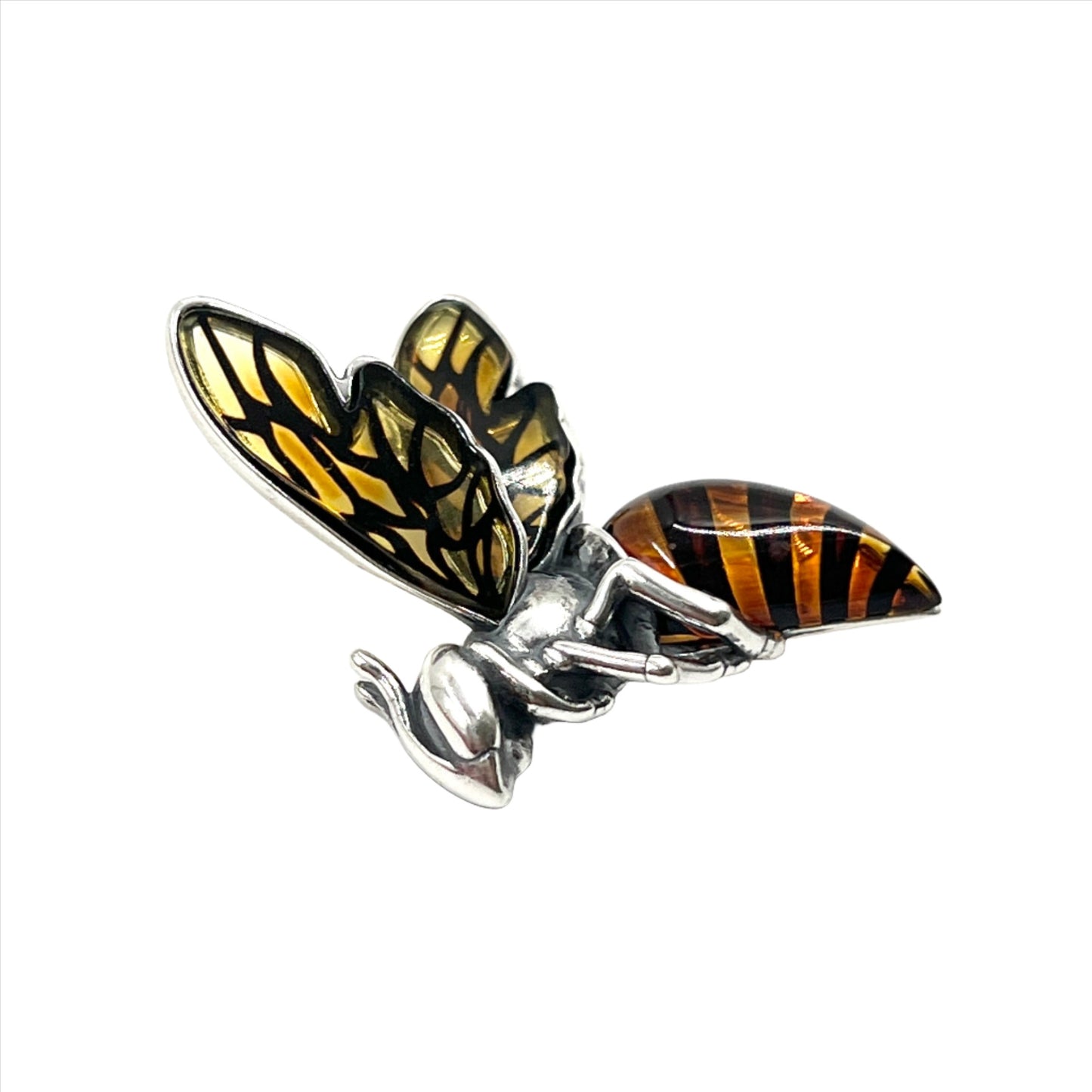 Silver Amber Queen Bee Pendant