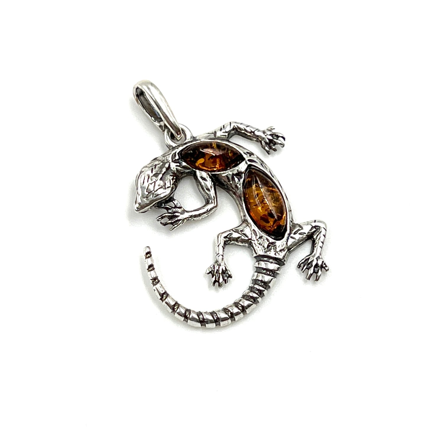 Sterling Silver Amber Lizard Pendants