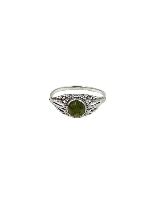 Green Tourmaline Round Ring