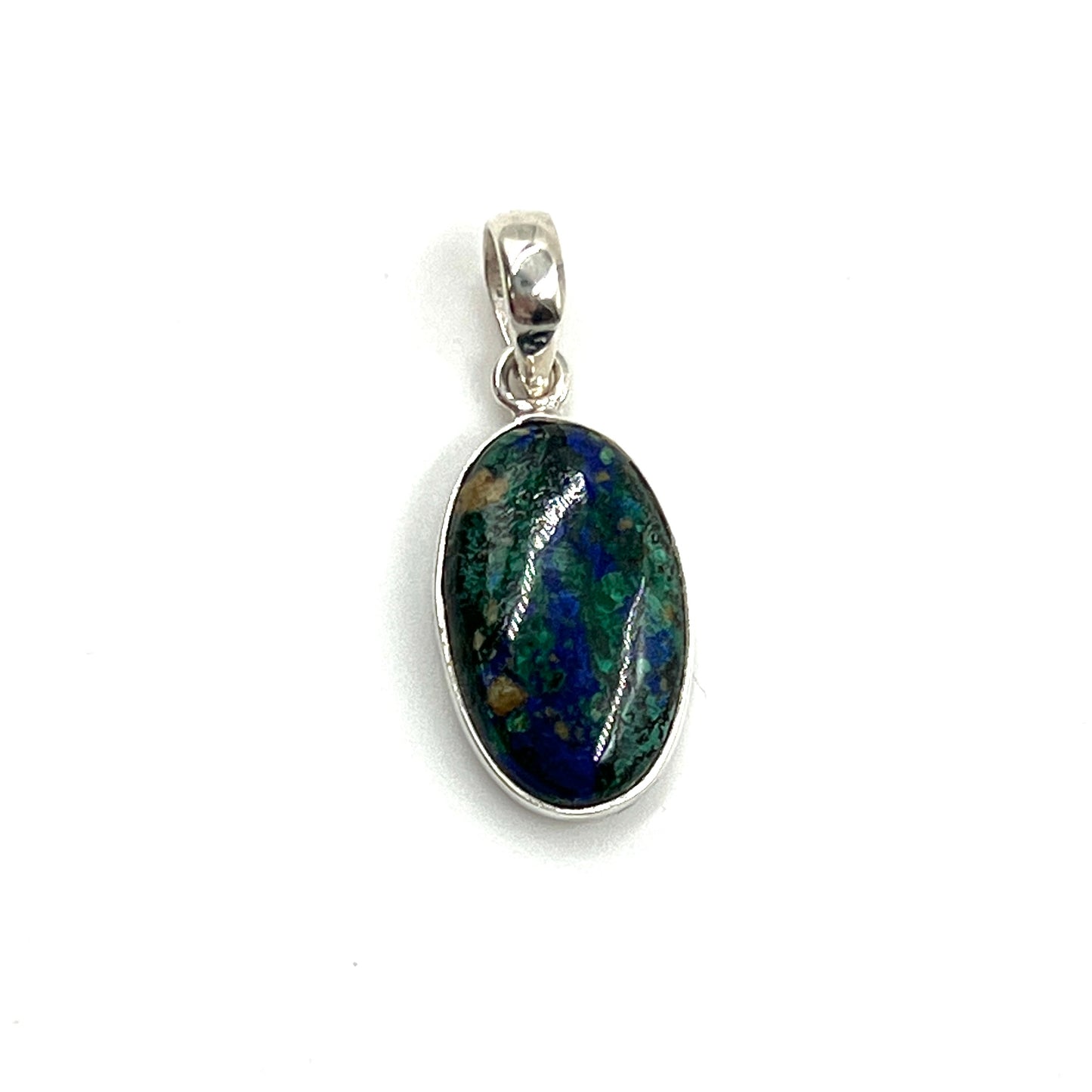 Sterling Silver Azurite Malachite Oval Pendants