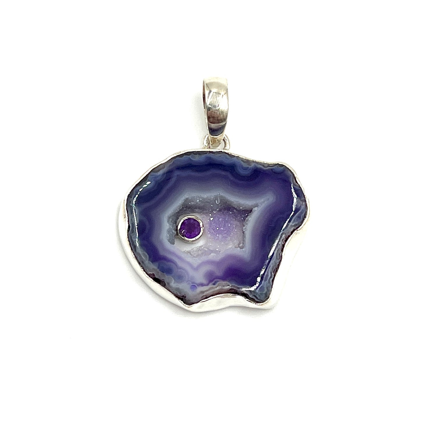 Purple Druzy Agate Pendants