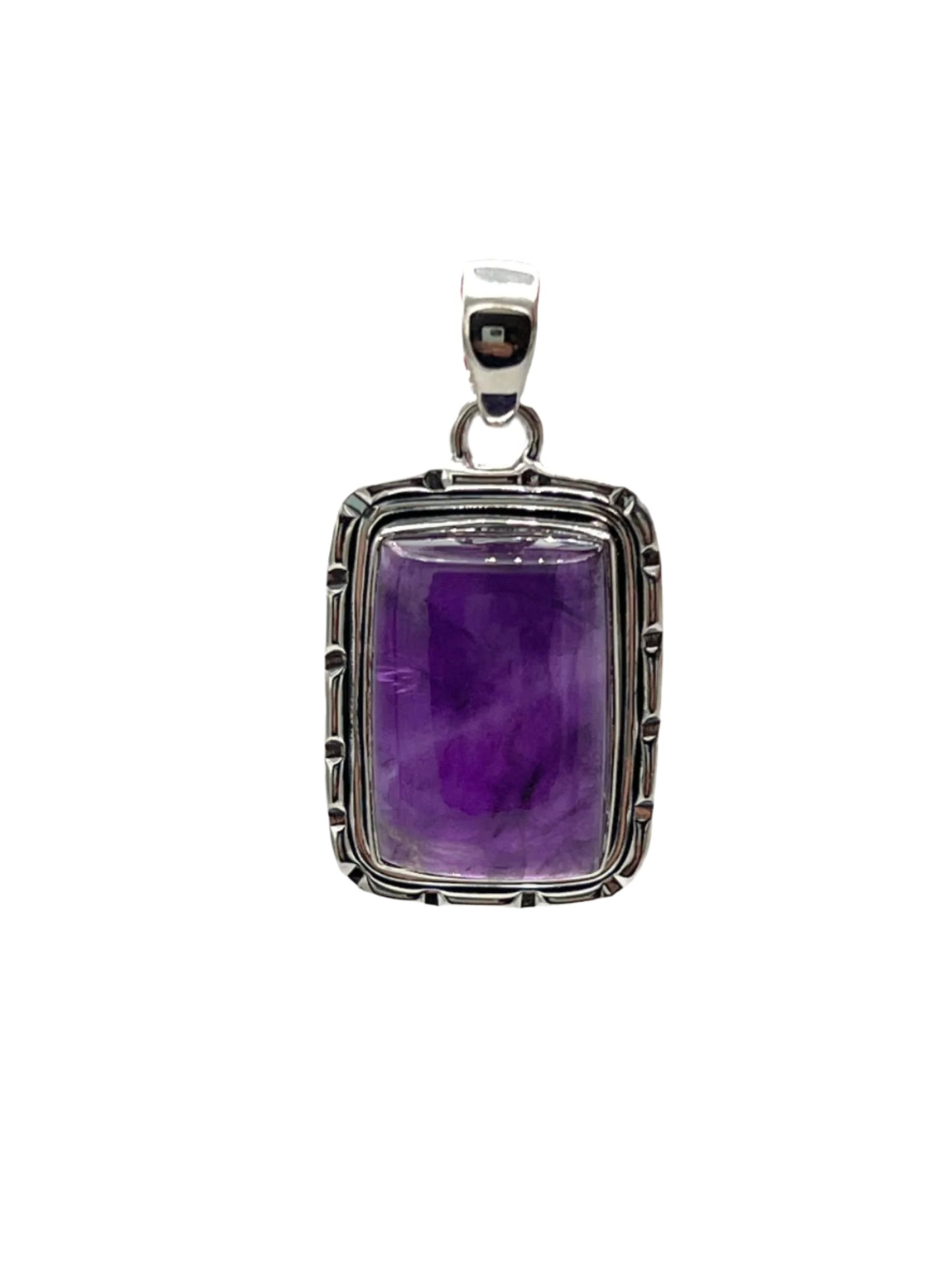 Sterling Silver Rectangle Amethyst Pendants