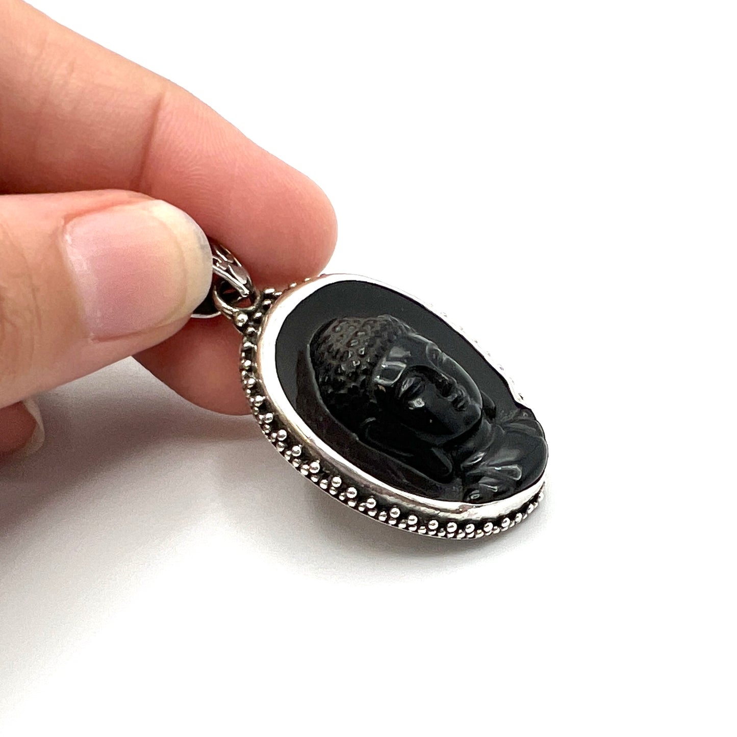 Black Obsidian Buddha Pendants