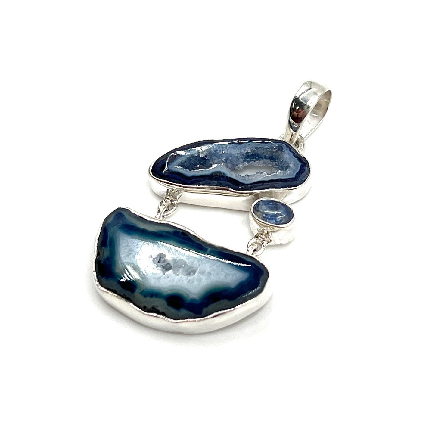 Blue Druzy Agate Pendants