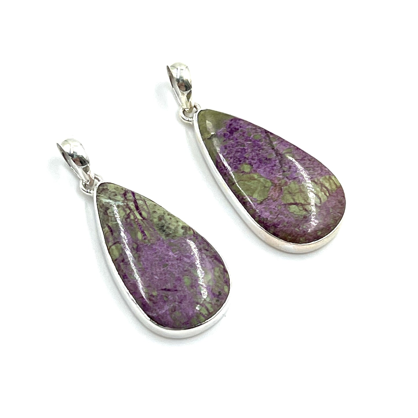 Sterling Silver Stichtite Teardrop Pendants