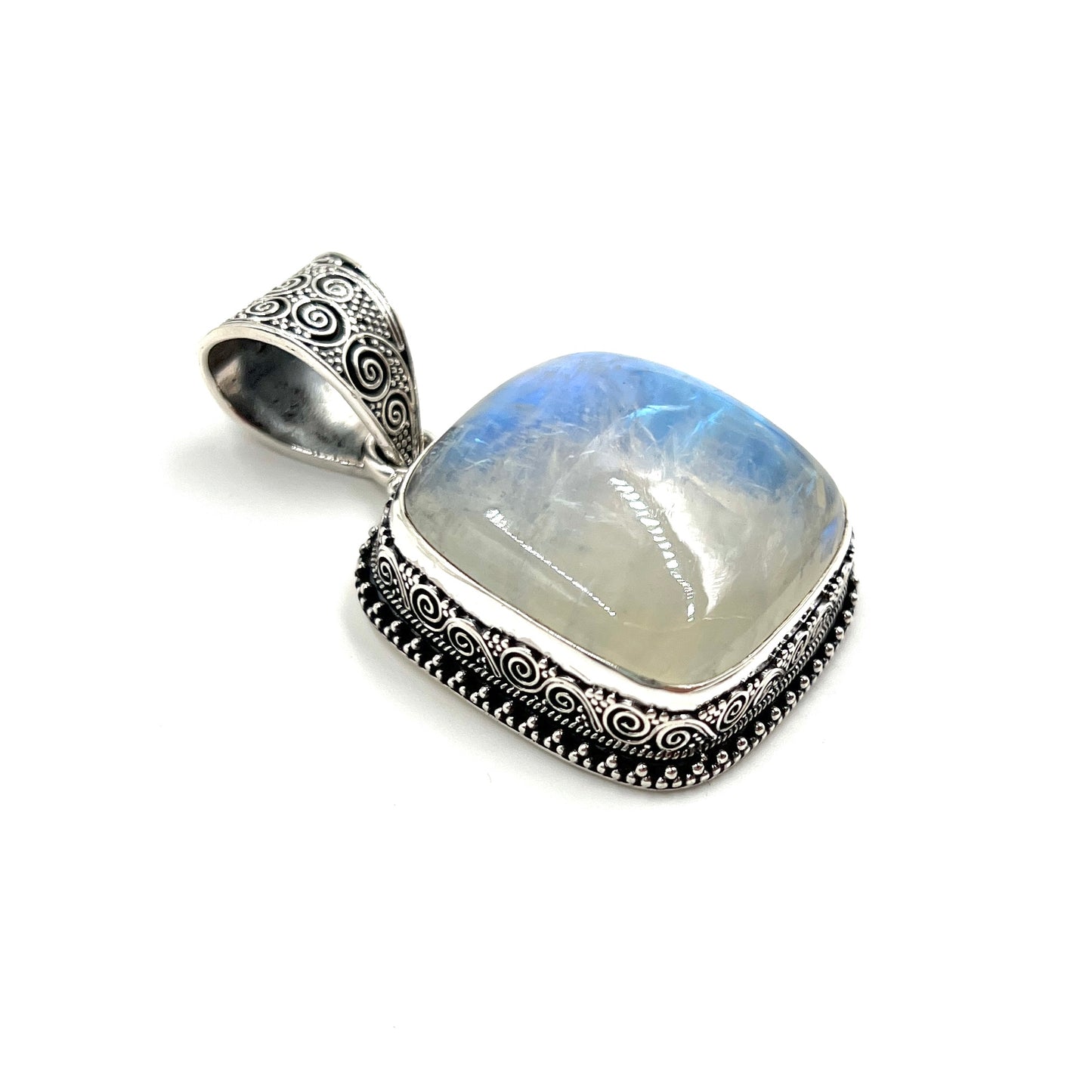 Sterling Silver Filigree Square Moonstone Pendant