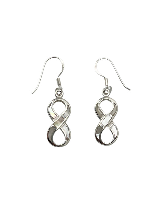 Sterling Silver Shell Infinity Earrings