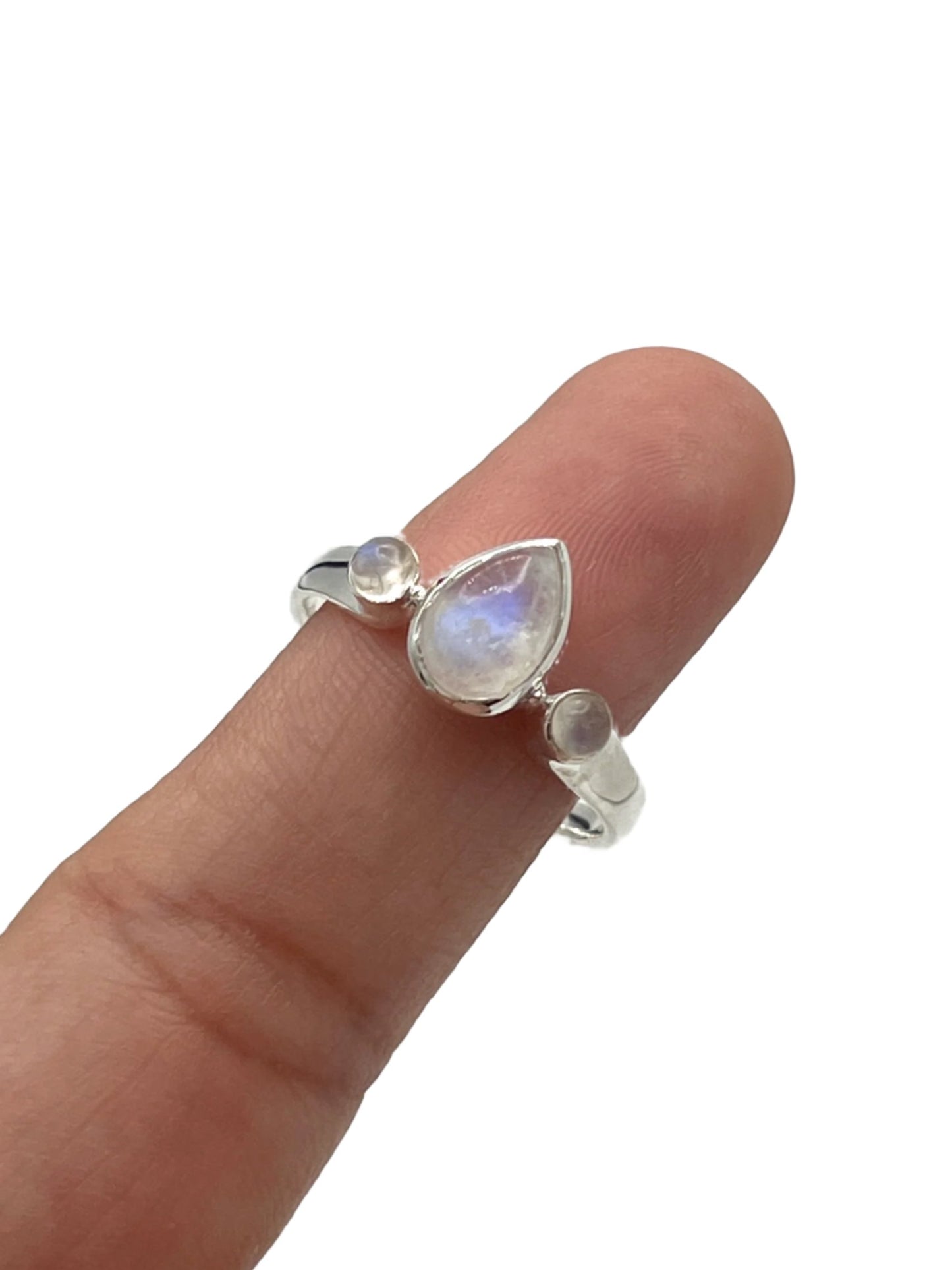 Sterling Silver Small Teardrop Moonstone Ring