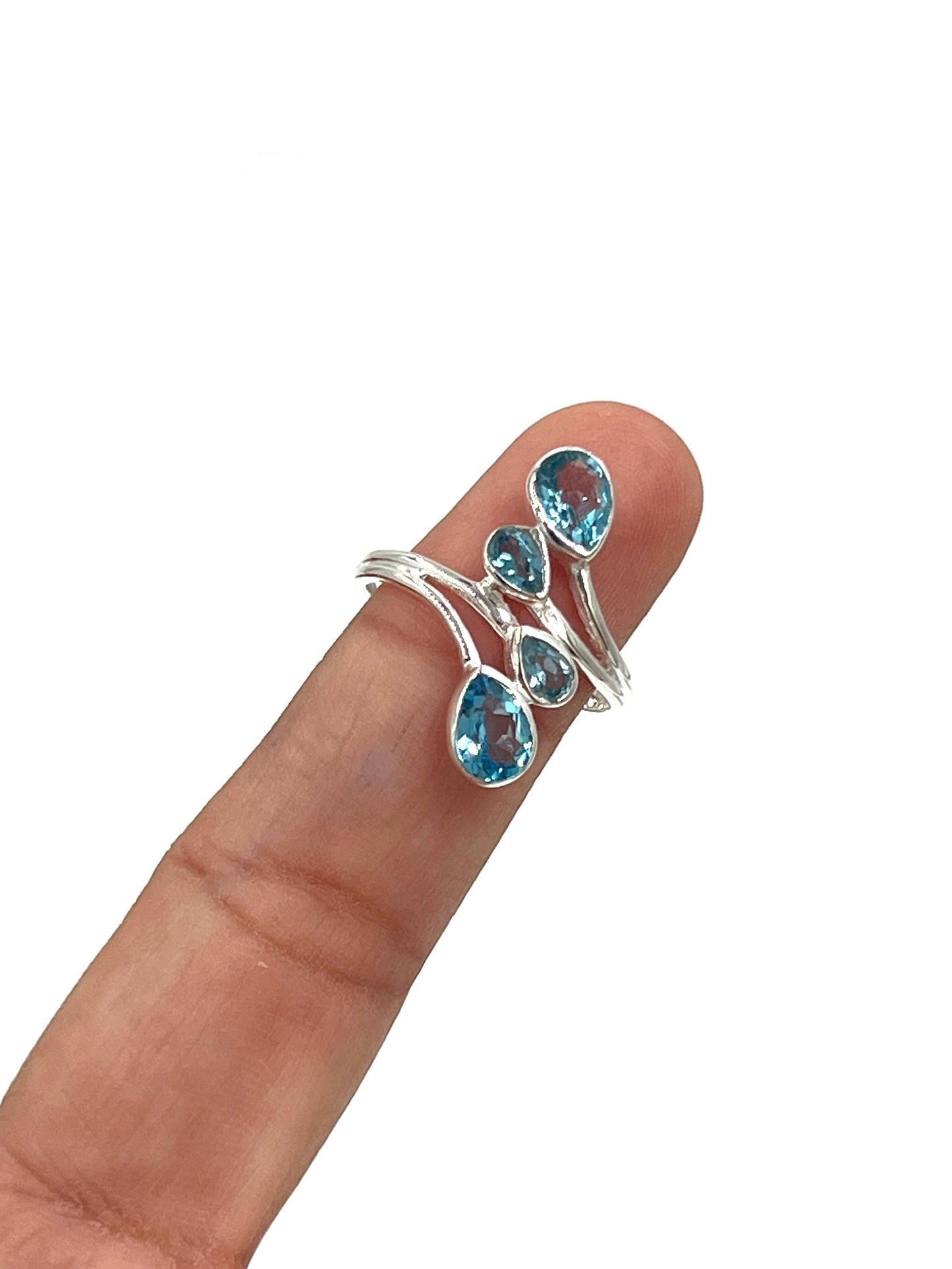 Teardrop Sky Blue Topaz Ring