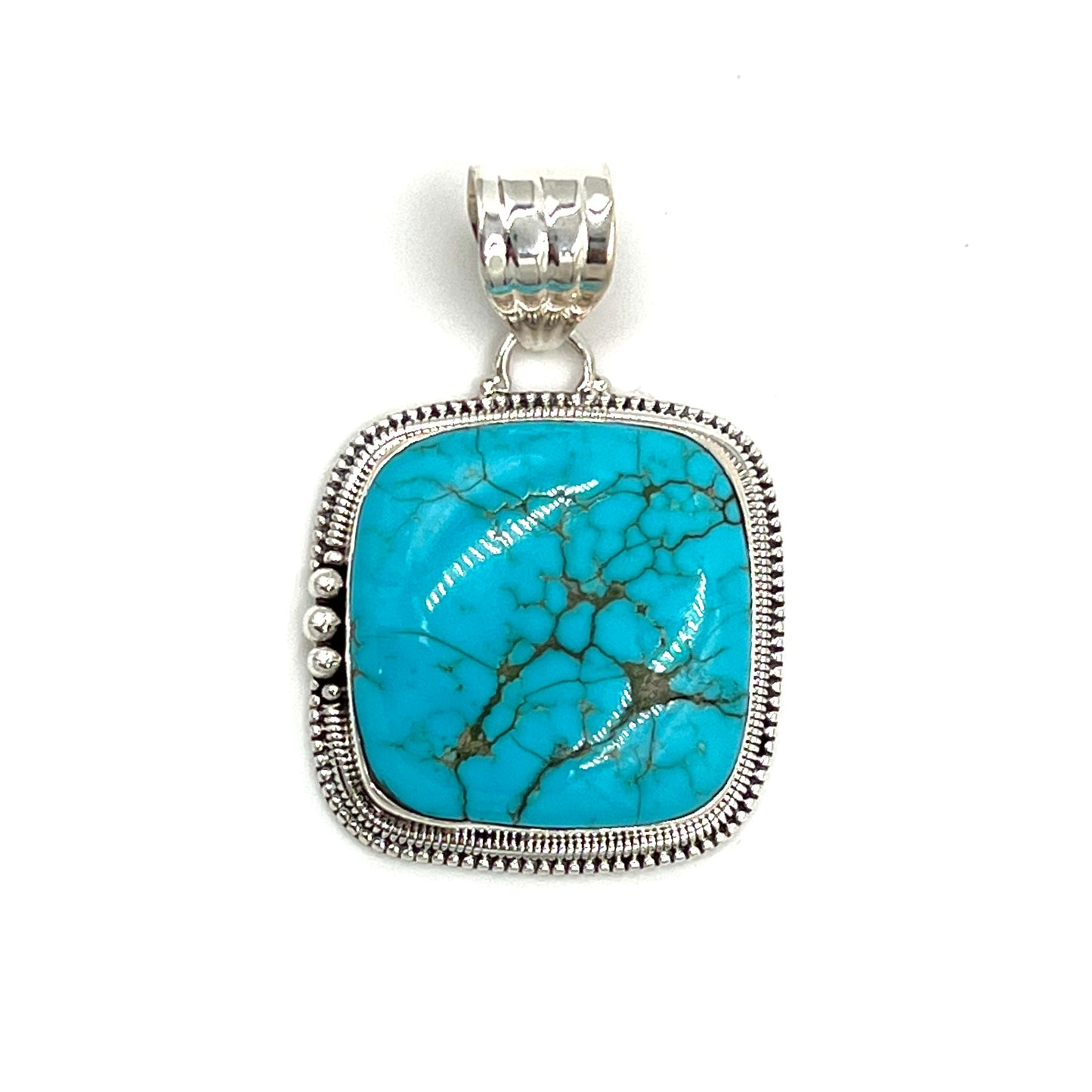 Sterling Silver Beaded Turquoise Pendants