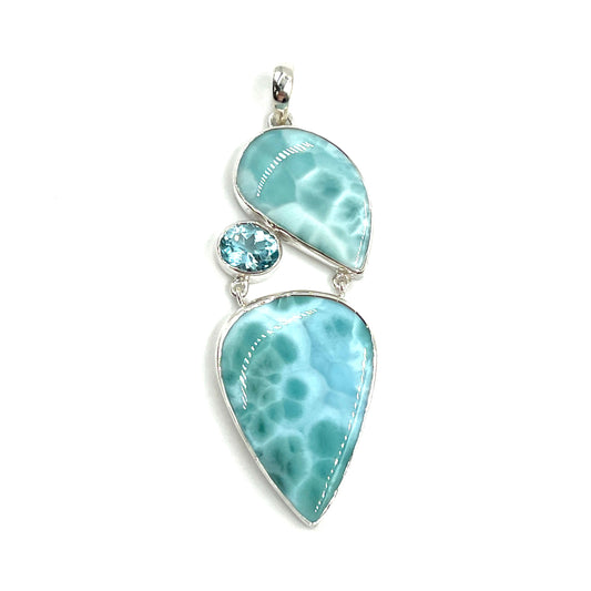 Sterling Silver Larimar & Blue Topaz Pendants