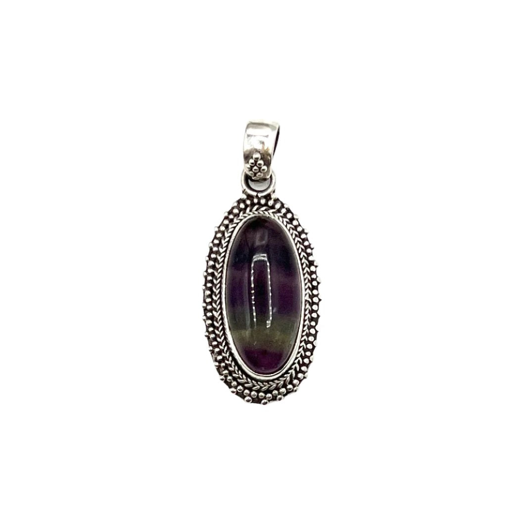 Sterling Silver Fluorite Oval Pendants