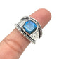 Sterling Silver Square Gemstone Hammered Rings