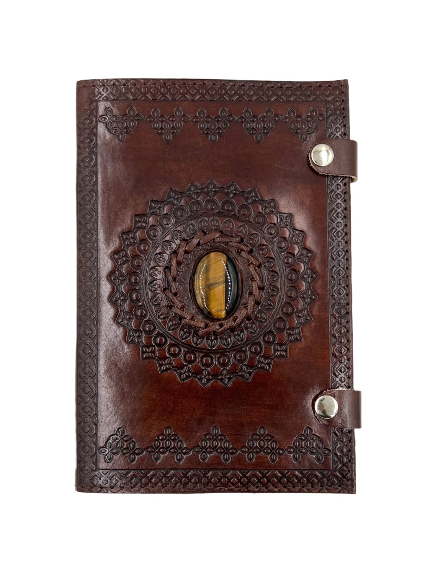 Camel Leather Gemstone Journal | Mandala | 9" x 6" x 1/2"