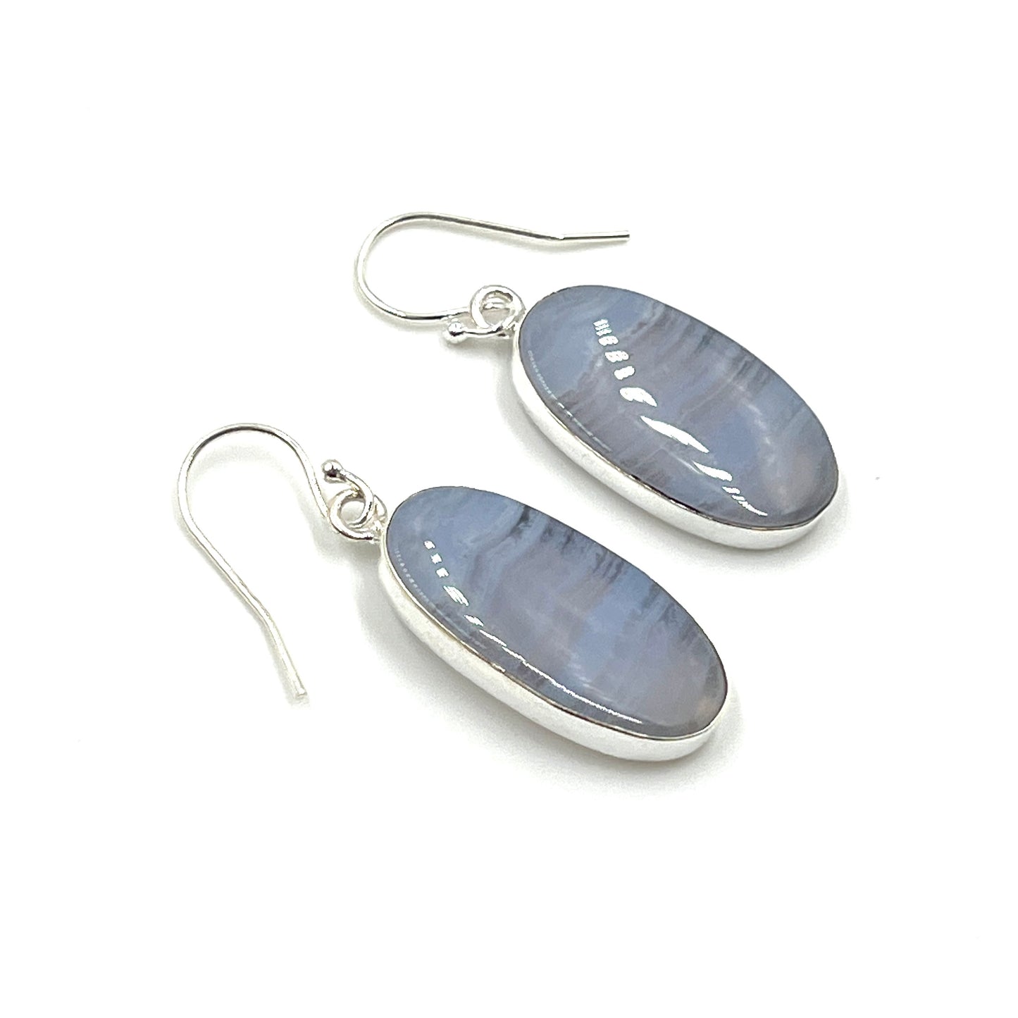 Oval Blue Lace Agate Earrings