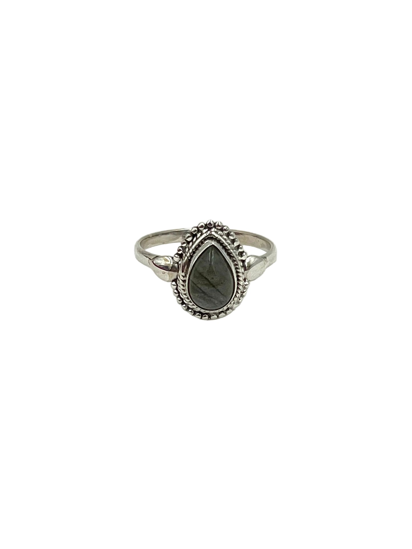 Beaded Teardrop Labradorite Ring