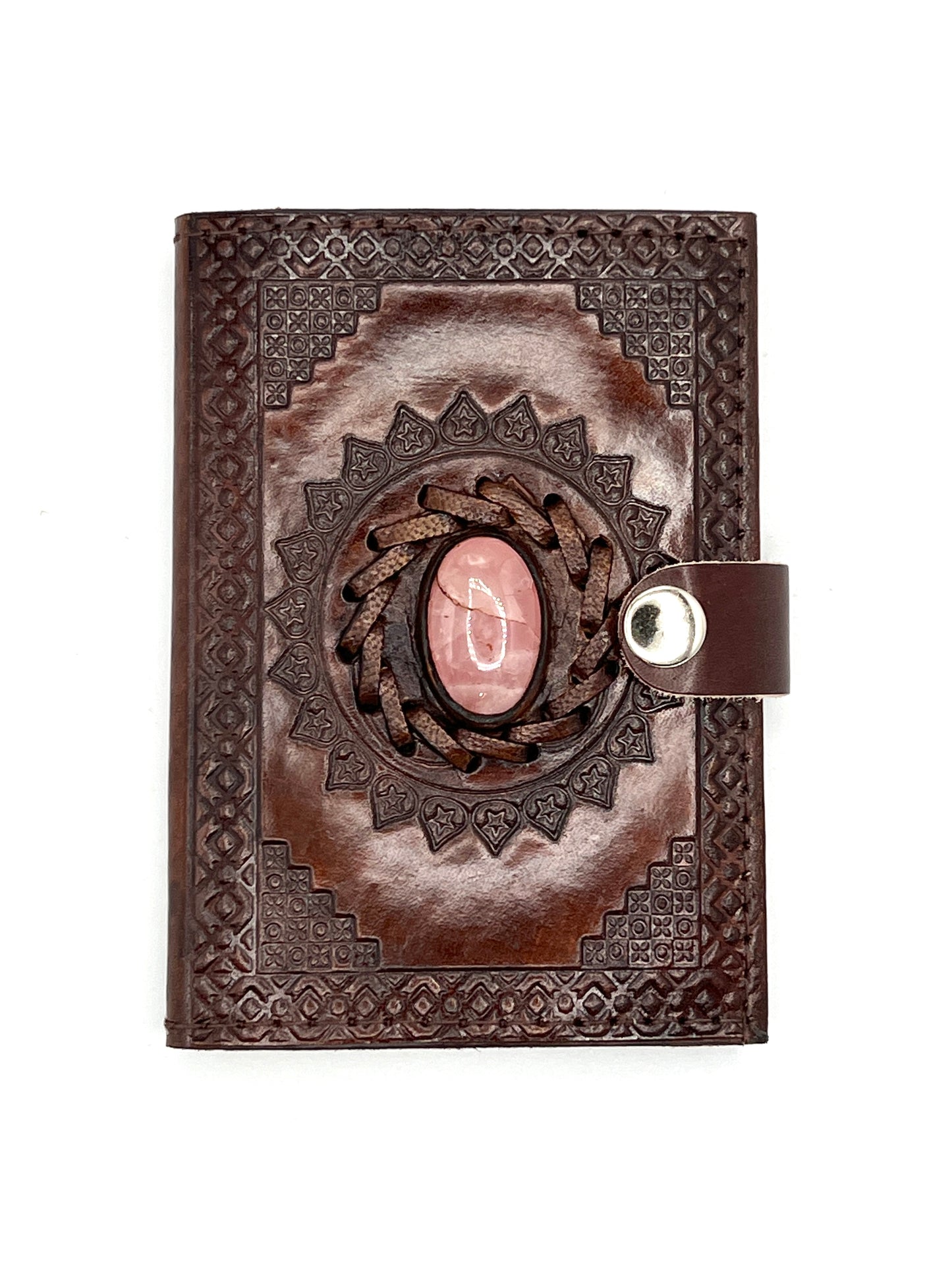 Camel Leather Gemstone Journal | Star Mandala | 5" x 3.5" x 1/2"