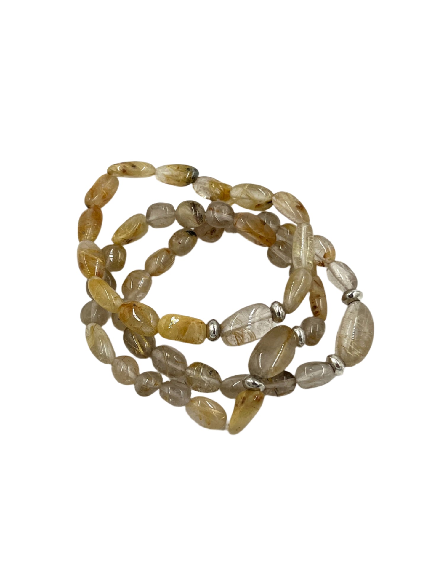 Gold Rutilated Clear Quartz Stretchy Bracelets