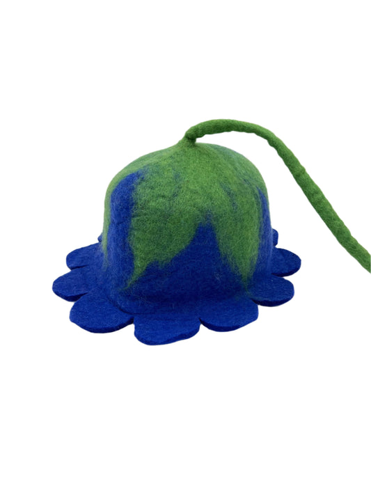 Hand felted Flower w long Vine Wool Hats