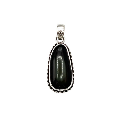 Sterling Silver Beaded Rainbow Obsidian Pendants