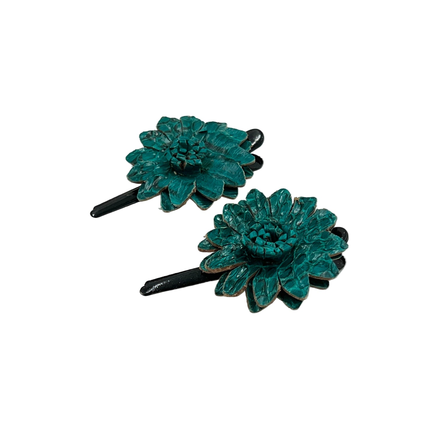 Leather Flower Hair Clips