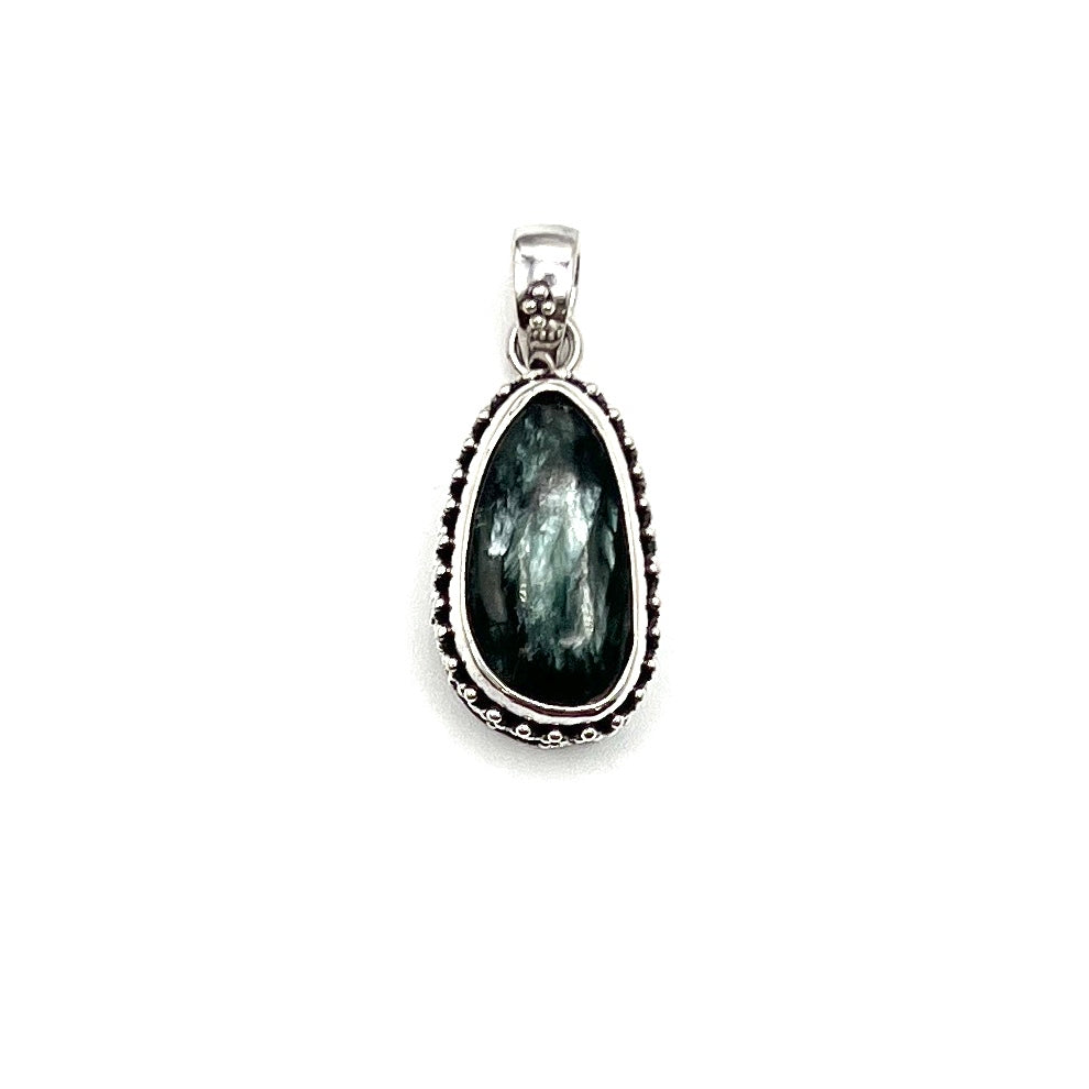 Sterling Silver Beaded Seraphinite Pendants