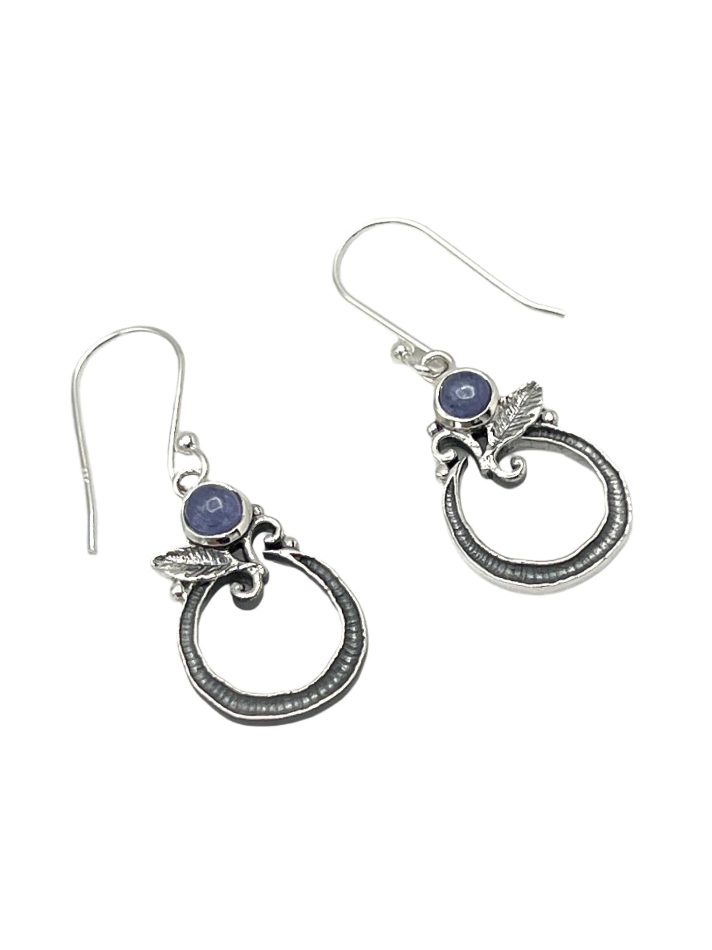 Sterling Silver Tanzanite Leaf Earrings