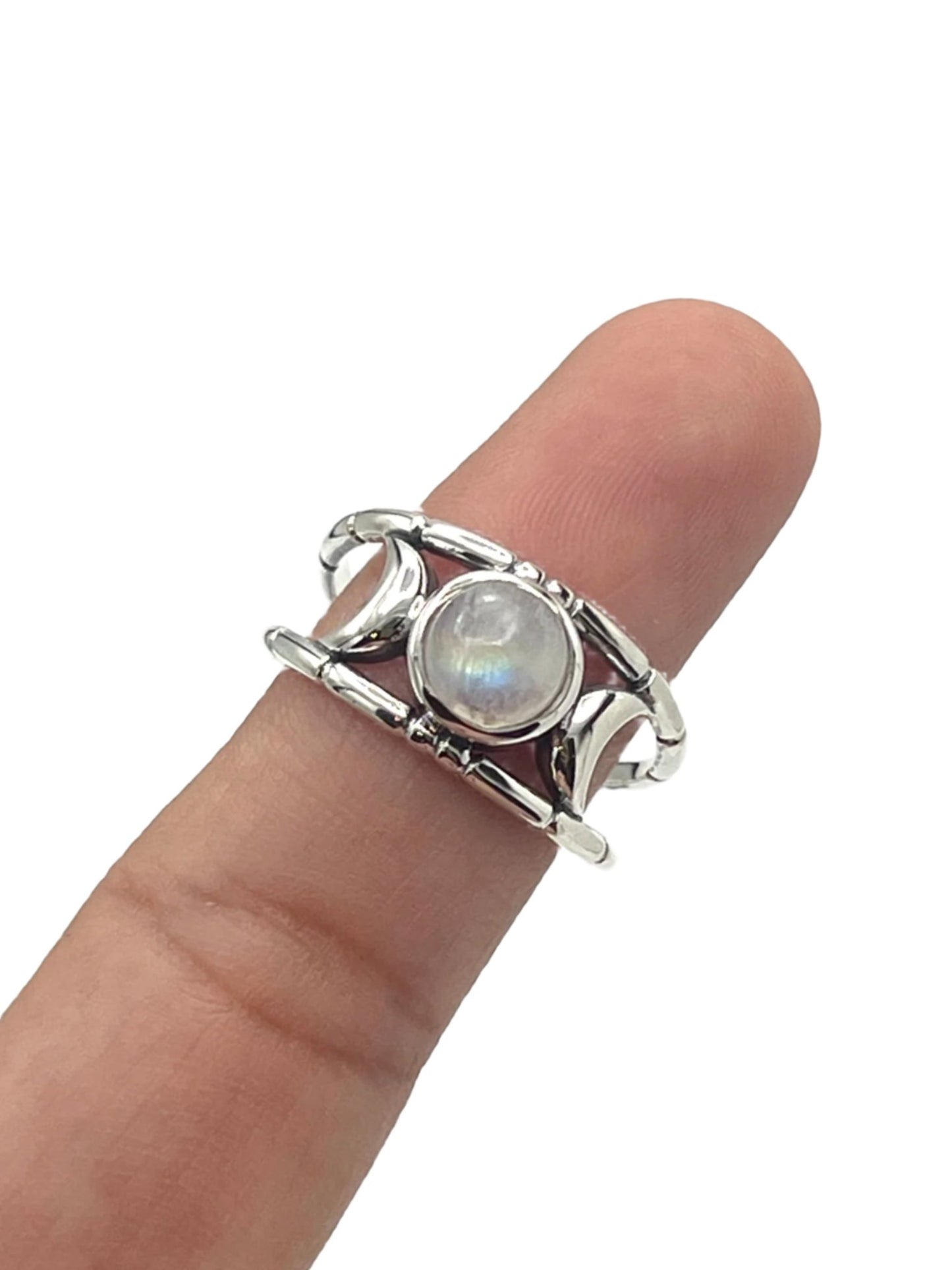 Sterling Silver Labradorite & Moonstone Moon Rings