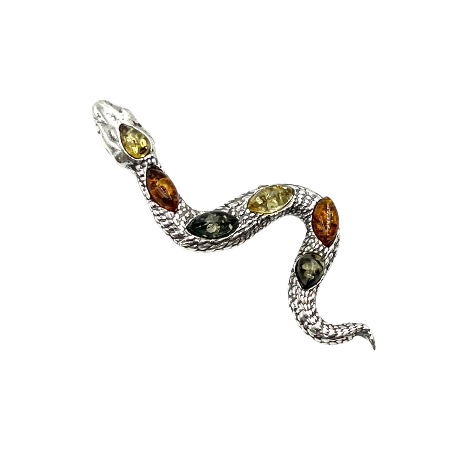 Sterling Silver Amber Snake Pendants