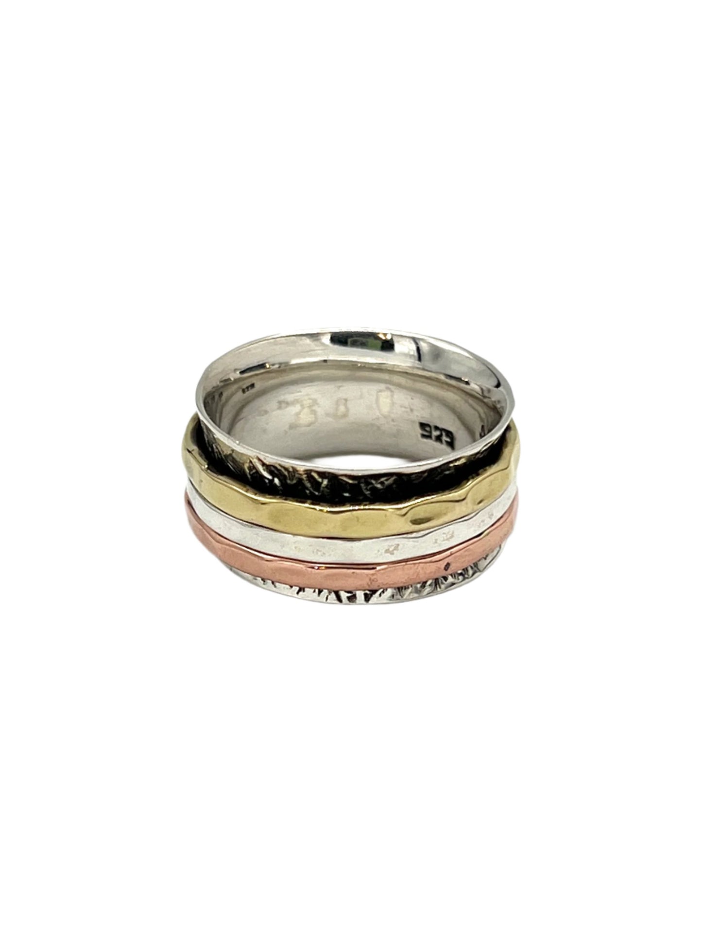 Oxidized Silver Multi Metal Spinner Ring